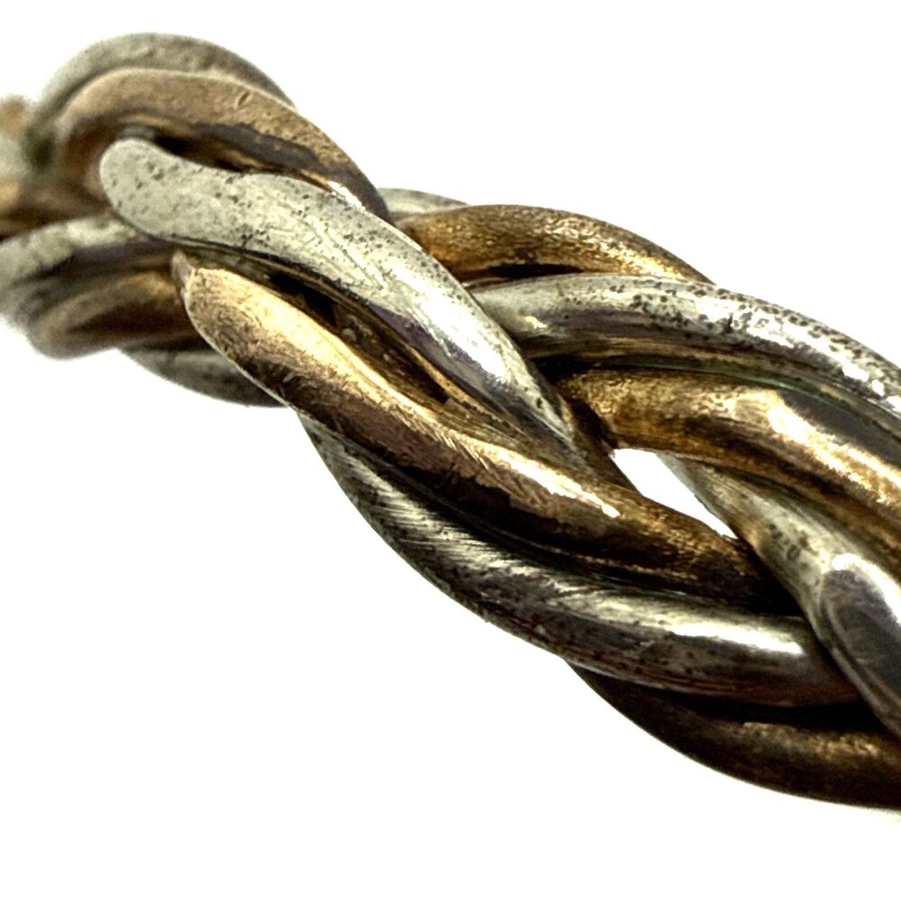 Sergio Lub Twist Bracelet Vintage Copper Silver Tone Cuff Made in California 7" - Picture 7 of 10